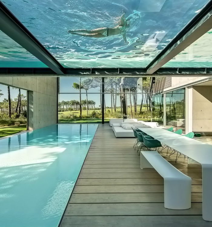 luxury villa This Luxury Villa in Portugal has a Ridiculously Cool Glass Bottom Pool 01 Wall House Luxury Residence Cascais Lisbon Portugal 700x750